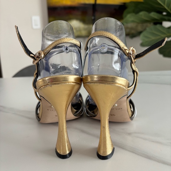 DEE OCLEPPO Carmel Sandals Gold and Silver Strappy Heels sz 9.5 - Picture 5 of 14
